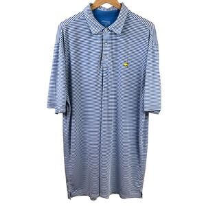 Masters Tech Blue Striped Short Sleeve Golf Performance Stretch Polo Augusta XLT